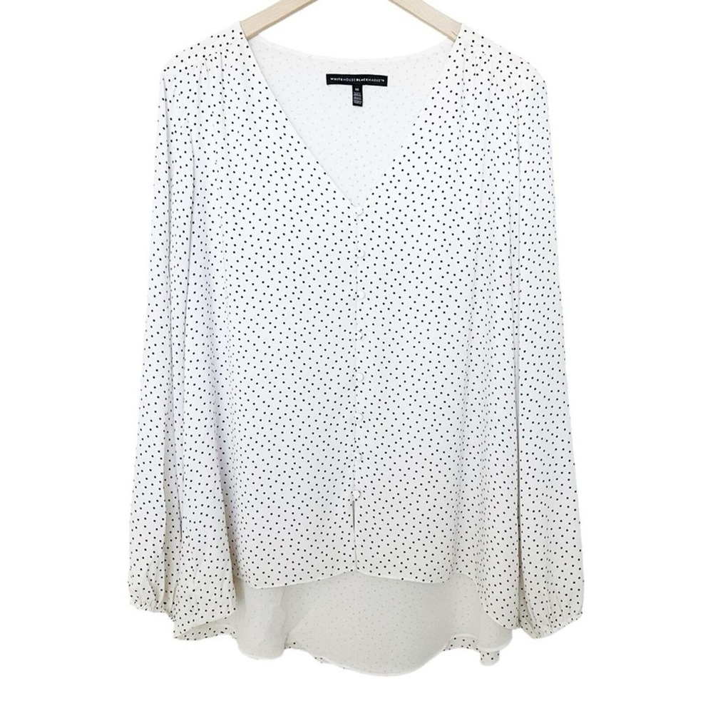 White House Black Market Polka Dot V-Neck Blouse